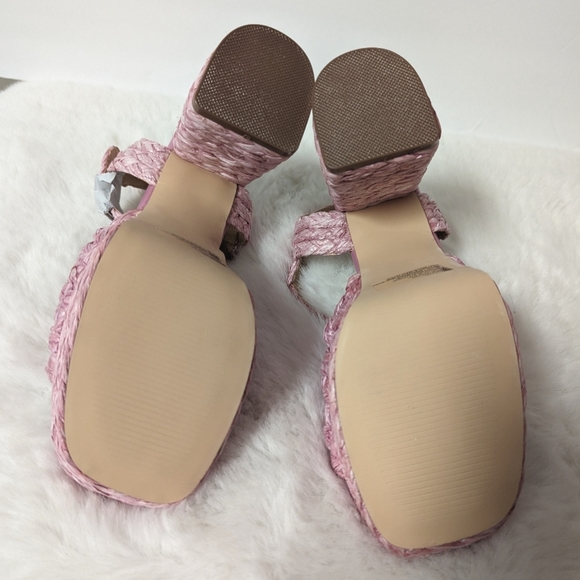 JustFab Pink Jute Platform Buckle Heel Sandals Size 9 - Picture 10 of 10